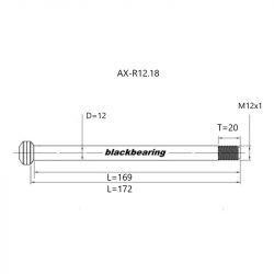 Axe de roue - BLACKBEARING - R12.18 (12mm-172-m12x1-20mm)